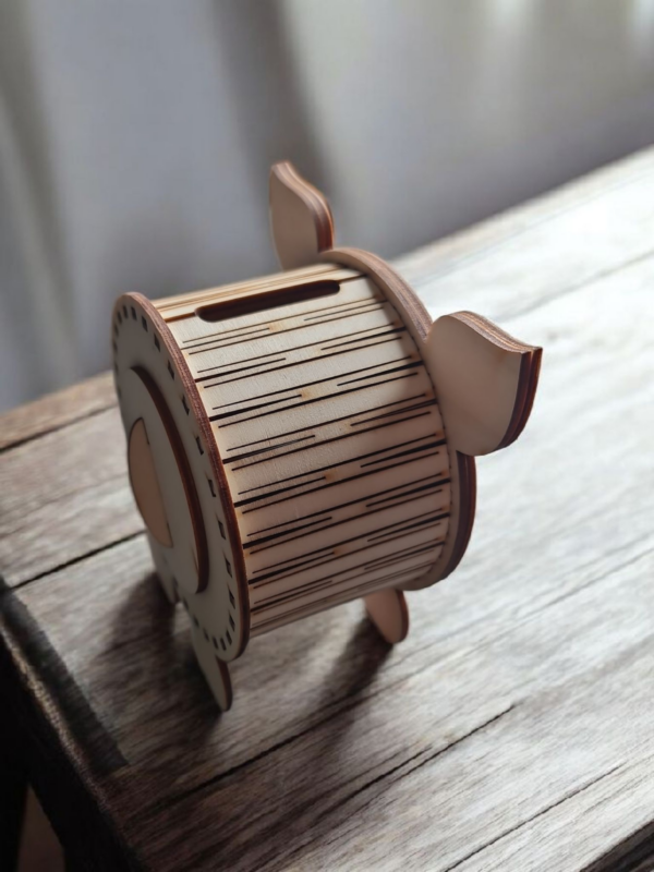 Tirelire en bois en forme de cochon – Image 3